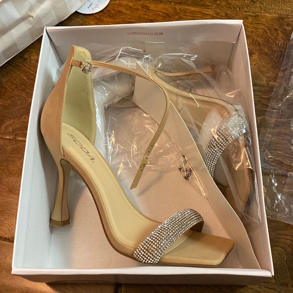 Soda Nubuck and Rhinestone Heels